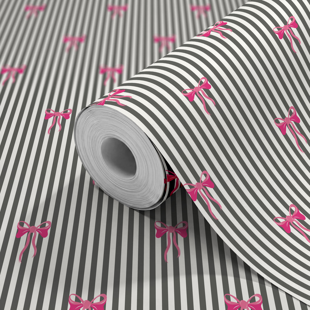 BOW STRIPE - Black & Pink