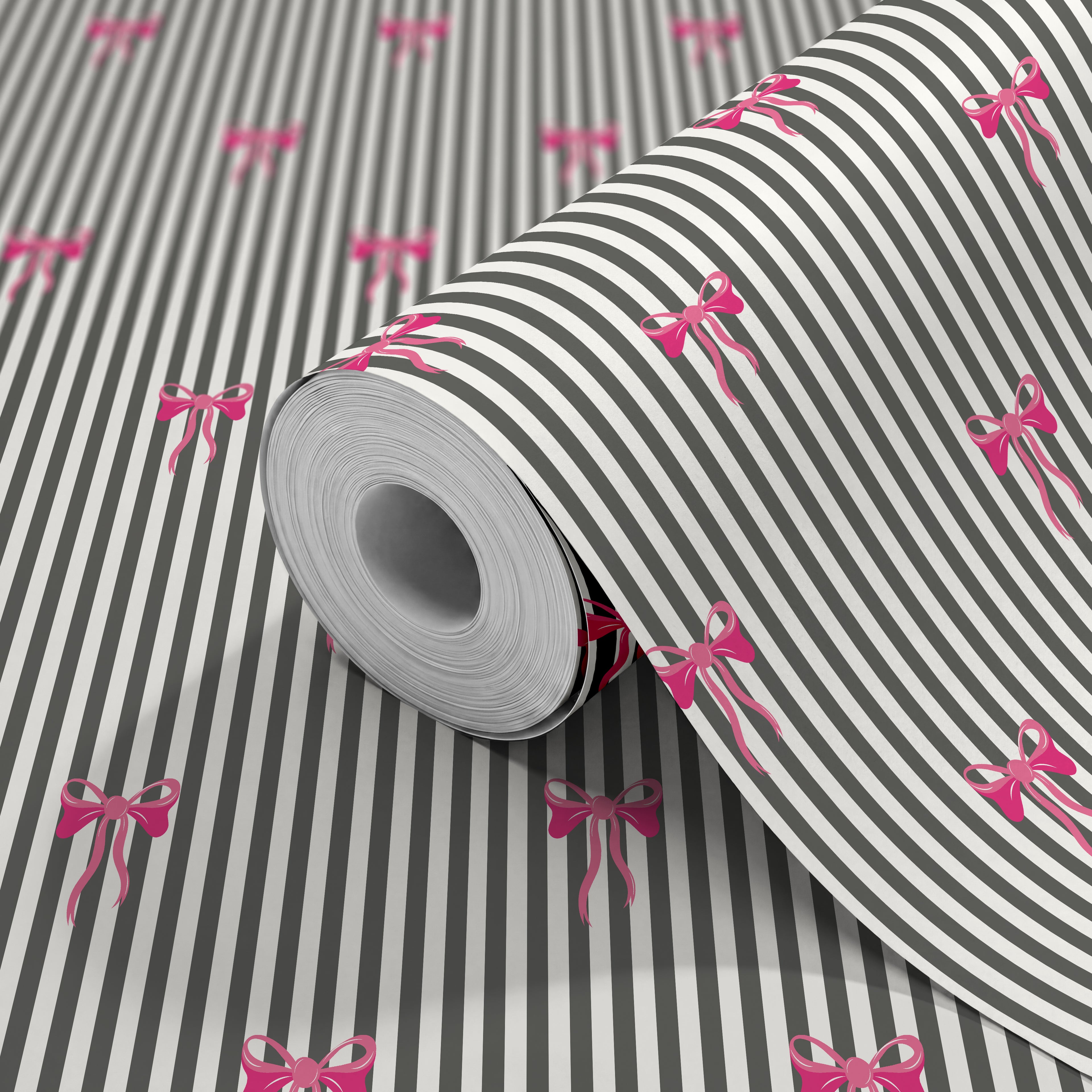 BOW STRIPE - Black & Pink