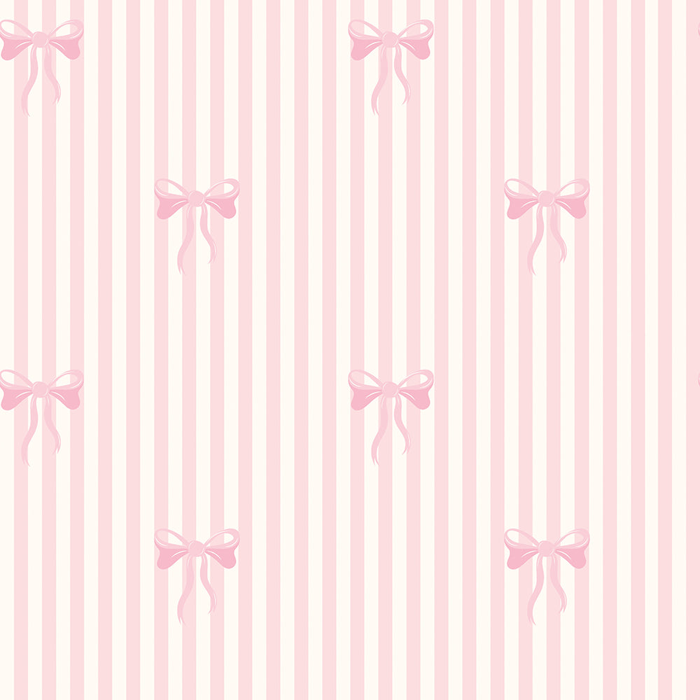 BOW STRIPE - Pink & White