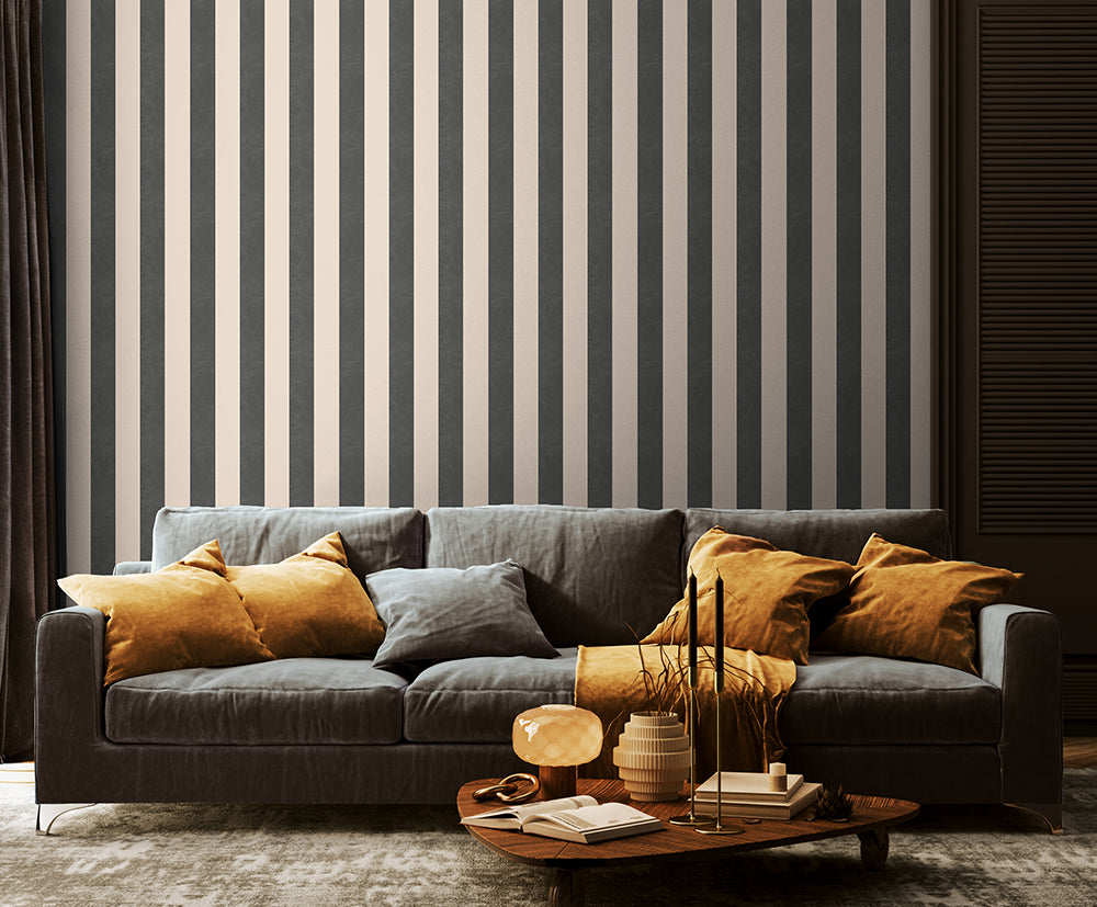 TEXTURED STRIPE - Black & Stone