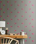 BOW STRIPE - Black & Pink