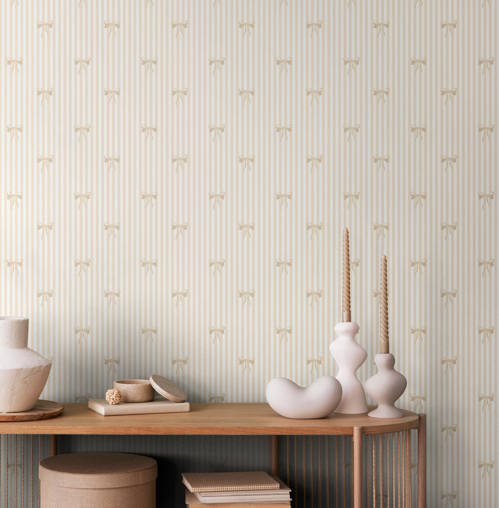 BOW STRIPE - Natural & White