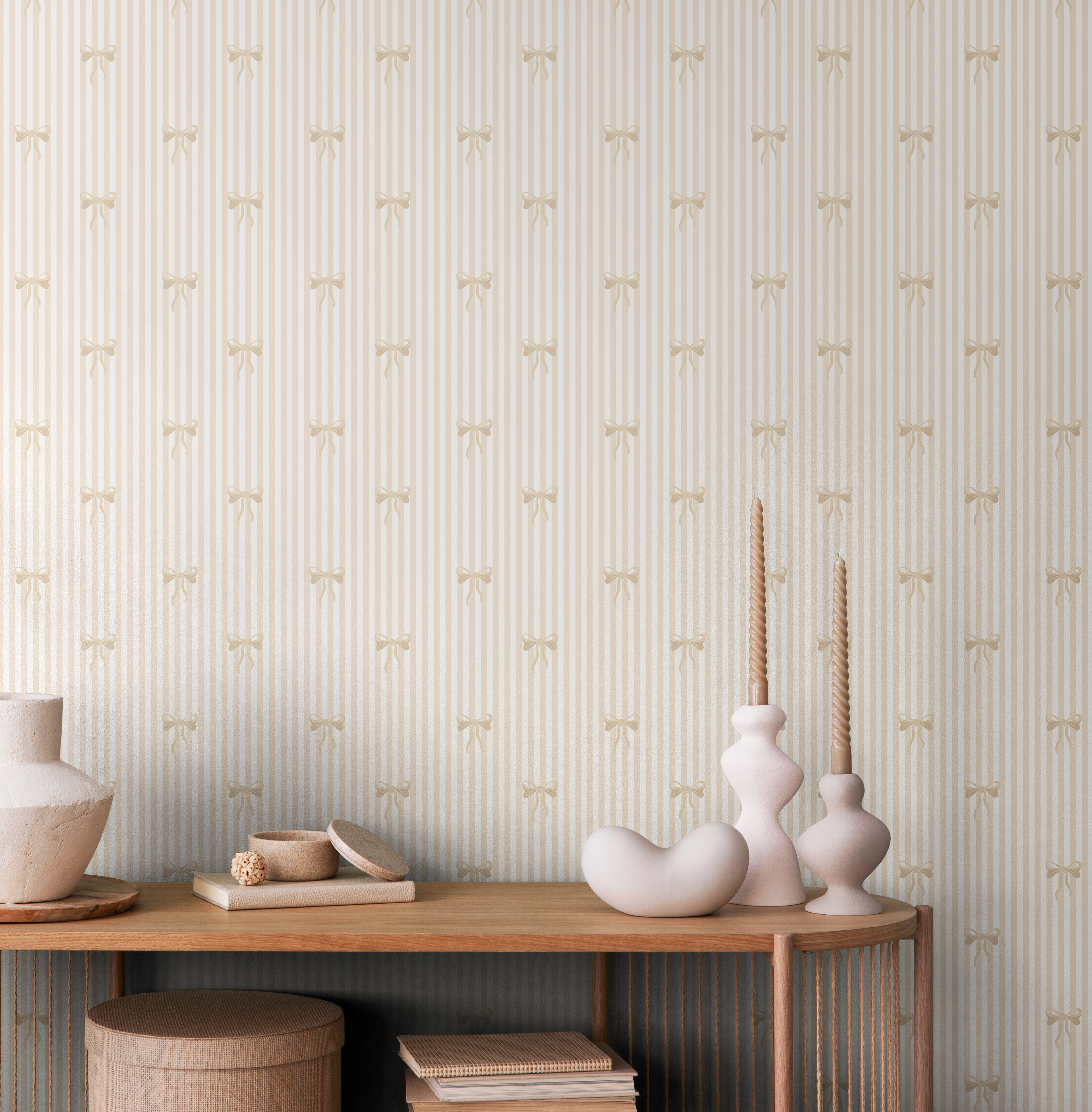 BOW STRIPE - Natural & White