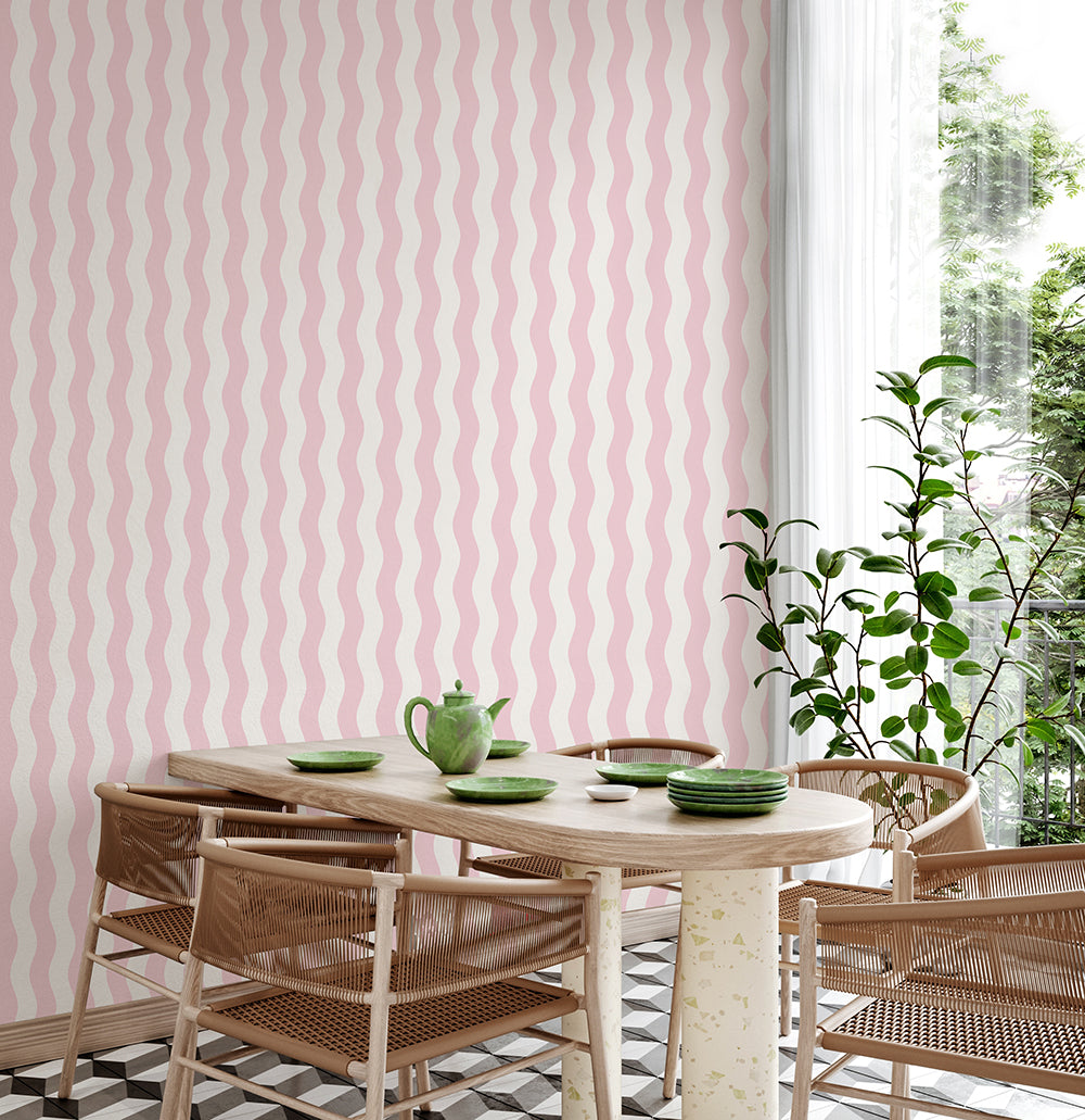 WAVY STRIPE - Pink & White