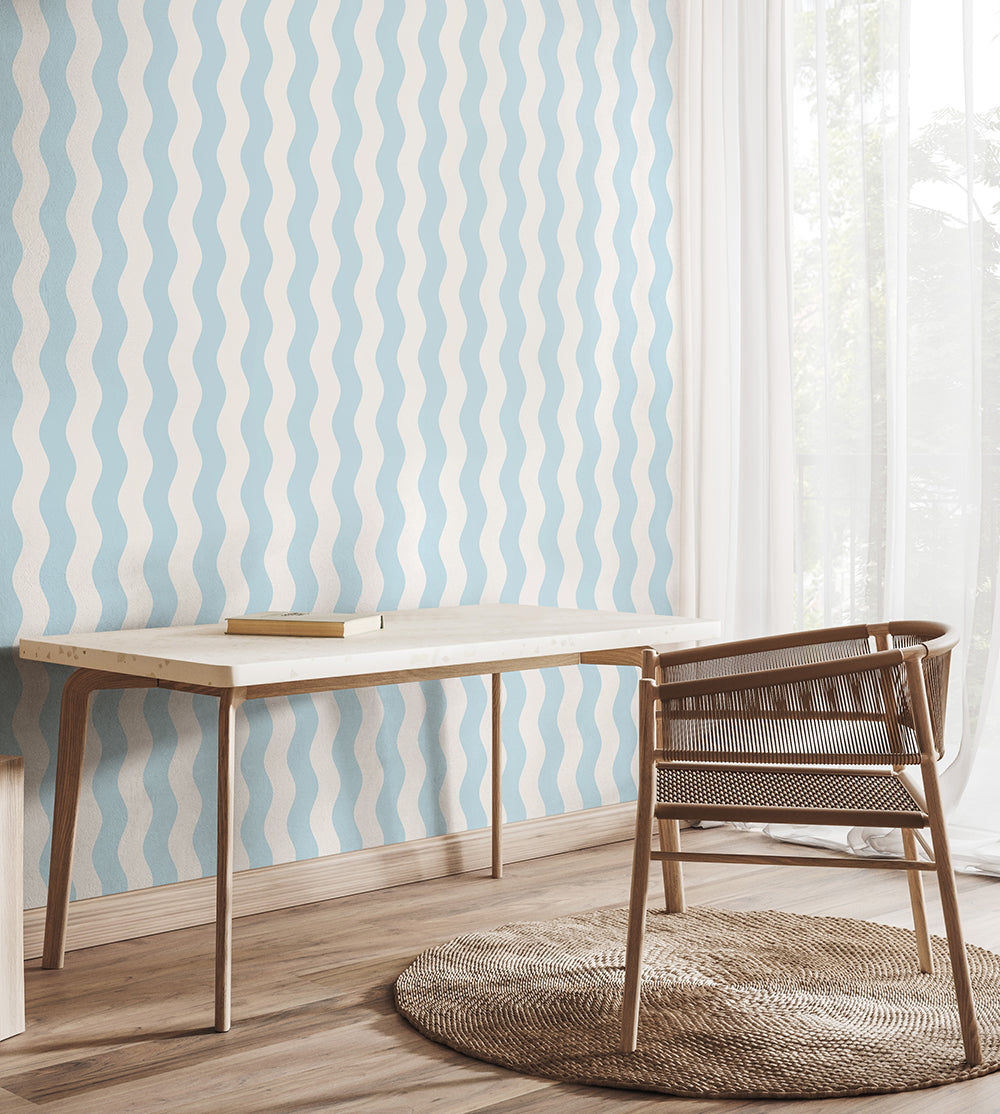 WAVY STRIPE - Sky Blue & White