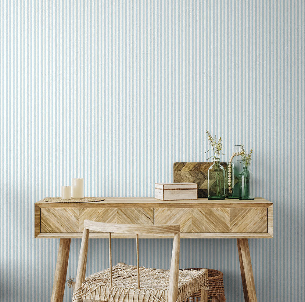 SLIMLINE STRIPE - Sky Blue & White
